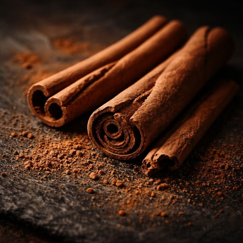 Canela en rama sobre pizarra oscura